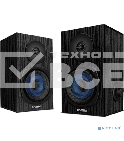 Колонки 2.0 SVEN SPS-576 чёрные (2x4W, Bluetooth, дерево)