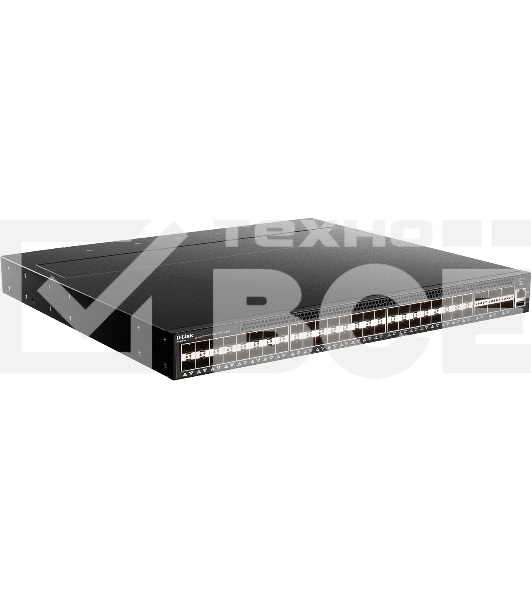 Коммутатор Managed L3 Switch 48x10Gbase-X SFP+, 6x40Gbase-X QSFP+, CLI, 1000Base-T Management, mini-USB Console, USB, w/D-Link OS