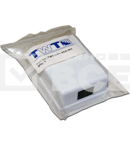Настенная розетка, 1 порт RJ-45 категории 6, UTP, белая