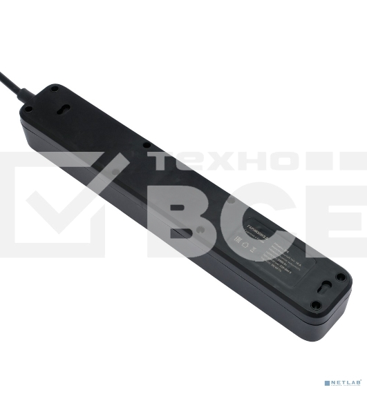 Сетевой фильтр Гарнизон 2.0 Мультипорт EPS-4-U3-B-2, 4 р, 10А, 3xUSB, 2м, ур.защиты 2+, черный, пакет