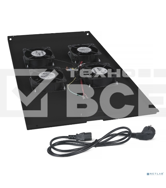 Вентиляторный модуль Cabeus, 1U, 40х417х715 мм (ВхШхГ), вентиляторов: 4, поток: 600 м3/ч, в напольные шкафы серии SH-05C глубиной 1000мм, черный