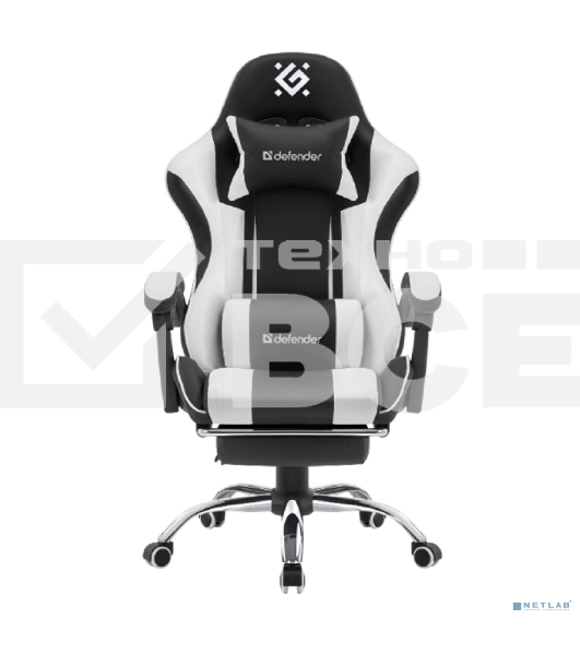 Кресло игровое Defender TIOS черный/белый, PU 64055
