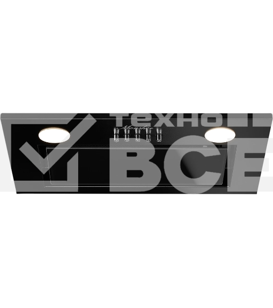Встраиваемая вытяжка MONSHER INNA 40 Noir, 40 см, производительность 750 м3/ч, 3 скорости, турбо режим, механическое управление, уровень шума 45 дБ, LED освещение, угольный фильтр KF-Y (опция), цвет черный/нержавеющая сталь