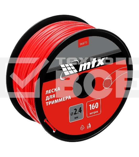 Леска для триммера круглая 2,4 мм х 160 м, на катушке MTX
