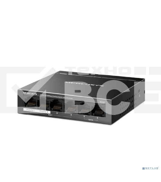 Коммутатор настольный Mercusys MS106P с 6 портами 10/100 Мбит/с (4 порта PoE+)