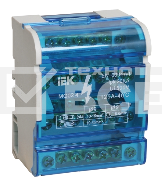 Шины на DIN-рейку в корпусе IEK YND10-4-07-100 (кросс-модуль) ШНК 4х7 3L+PEN IEK