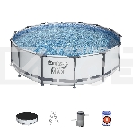 56950 BW, Bestway, Каркасный бассейн Steel Pro Max 427х107см, 13030л, фил.-насос 3028л/ч, лестница, тент, уп.1, фото 1