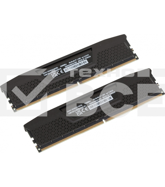 Оперативная память Corsair Vengeance, DDR5, 32GB (2x16 GB), 5200 MHz, CL40, радиатор, чёрный