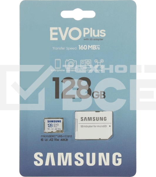 Карта памяти Samsung MICRO SDXC EVO+ 128GB V10 W/A MB-MC128SA/EU