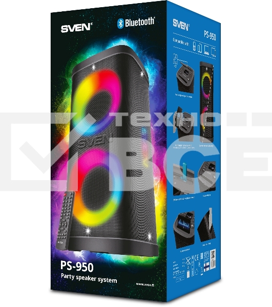 Мобильные колонки Sven PS-950 2.0 черные 2x80 W Bluetooth