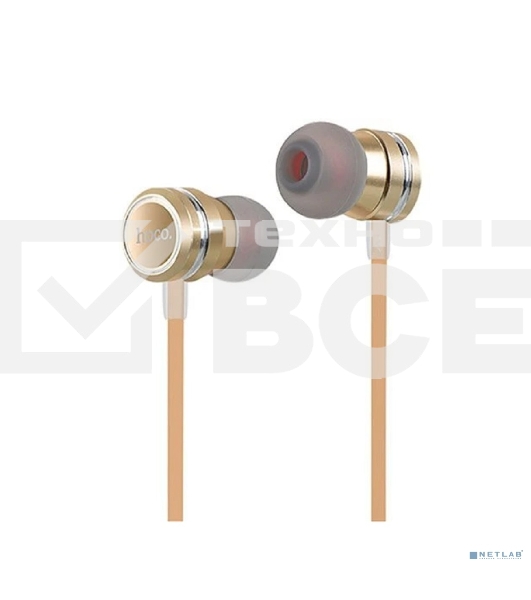 Наушники проводные-вставки с микрофоном Hoco M16 золотой