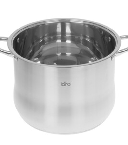 Кастрюля LARA LR02-46 20,0л LR02-46 Кастрюля LARA (нерж) 32x25см, 20л, капсулир индукц дно, крышка из стали