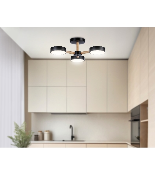 Светильник Ambrella light FL4823/3 BK черный 3000K-6400K 40W D580*160 (ПДУ ИК)
