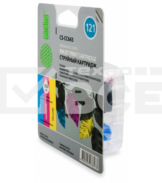 Картридж струйный Cactus CS-CC643 №121 многоцветный (9 мл.) для HP DJ D1663/D2563/D2663/D5563/F2423/F2483/F2493/F4213/F4275/F4283/F4583/PS C4683/C4783