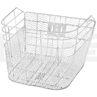 Велокорзина передняя JL-027 белая для 28' Велокорзина JL-027 передняя стальная белая, размер 35х25х24 см, стойки для 28' с креплением за ось втулок