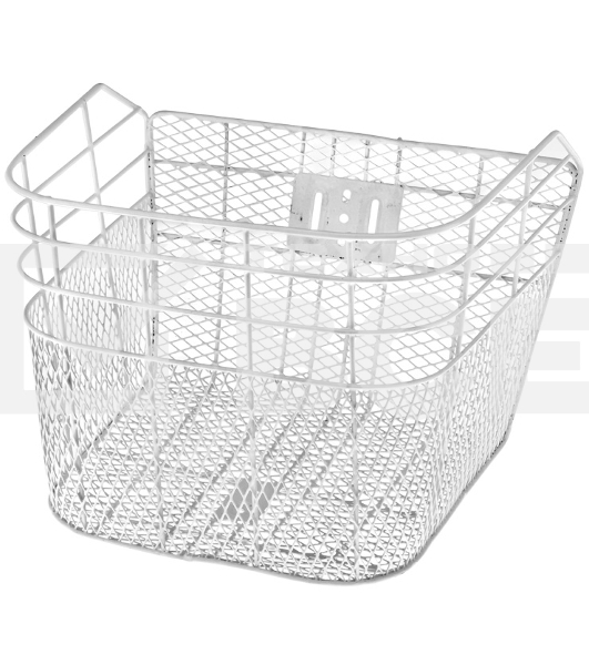 Велокорзина передняя JL-027 белая для 28' Велокорзина JL-027 передняя стальная белая, размер 35х25х24 см, стойки для 28' с креплением за ось втулок