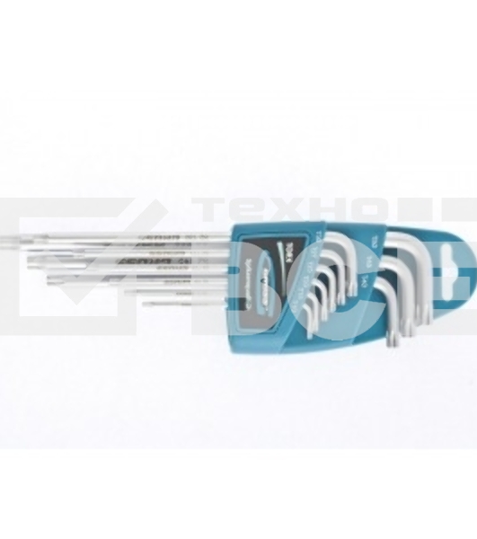Набор ключей GROSS 16407имбусовых torx-tt 9шт: t10-t50 удлиненные s2 сатинированные