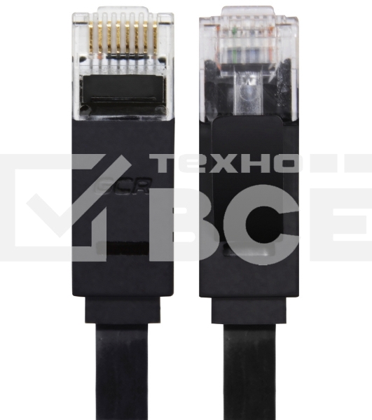 Патч-корд Greenconnect Патч-корд плоский прямой PROF 1.0m UTP медь, кат.6, черный, позолоченные контакты, 30 AWG, Premium ethernet high speed 10 Гбит/с, RJ45, T568B (GCR-LNC616-1.0m)