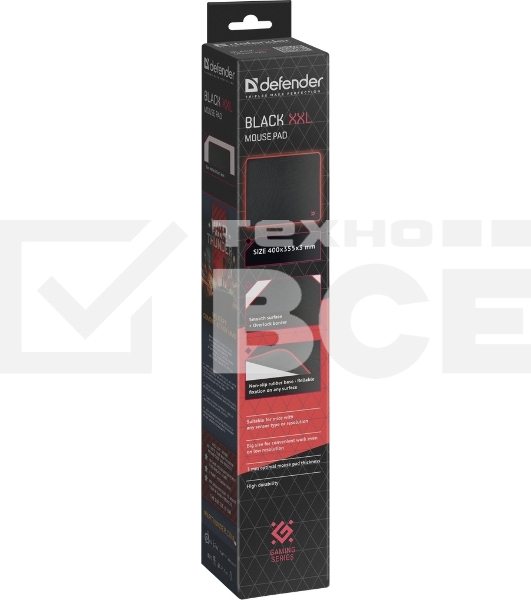 Игровой коврик DefenderBlack XXL 400x355x3 мм, ткань+резина