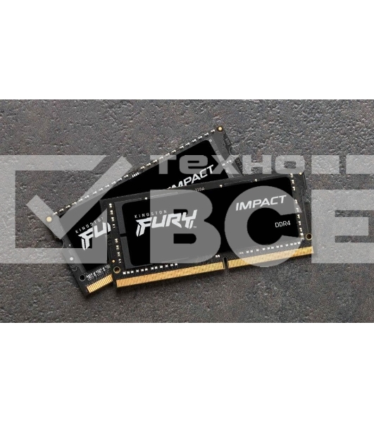 Оперативная память Kingston Fury Impact, DDR4, 16GB (2x8GB), 3200MHz, CL20, SO-DIMM
