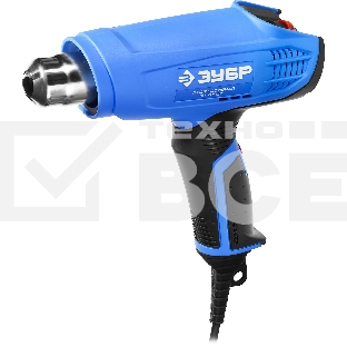 Фен технический (строительный), ЗУБР Профессионал ФТ-П1800, керам. изолятор, электр. регул. темп-ры, 2 режима: 80-550град, 350/550 л/мин, 1800Вт
