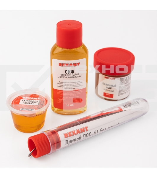 Набор К4 для пайки Rexant универсальный (припой, канифоль, паяльный жир, флюс СКФ)