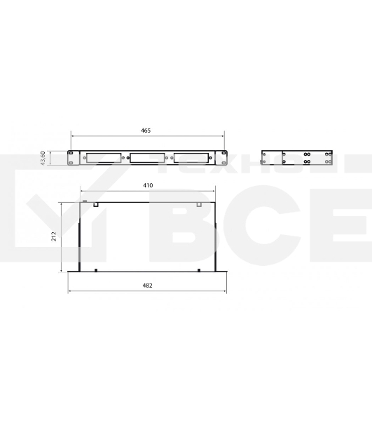 Бокс оптический универсальный Hyperline FO-19R-1U-3xSLT-W140H42-24UN-BK 19