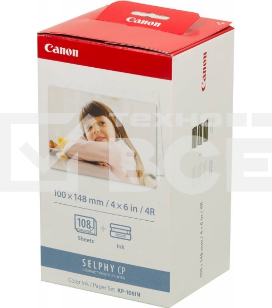 Набор для печати Canon KP-108IN 3115B001 10x15/108л./белый для сублимационных принтеров