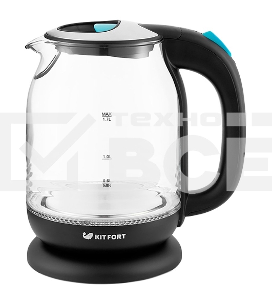 Чайник электрический Kitfort КТ-654-1 1.7л. 2200Вт голубой (корпус: стекло)