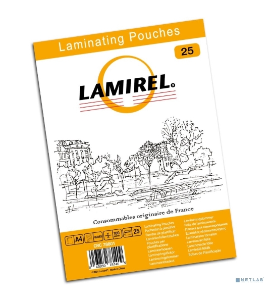 Пленка для ламинирования Fellowes 100мкм A4 (25шт) глянцевая216x303мм Lamirel (LA-78801)