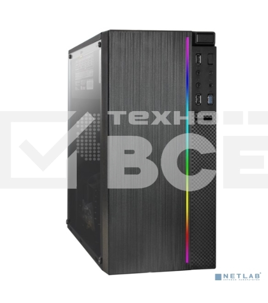Компьютерный корпус Minitower ExeGate mEVO-9301-EVO800 (mATX, БП EVO800RGB с вент. 12см, с окном, 2*USB+1*USB3.0, HD аудио, черный, с RGB подсветкой)