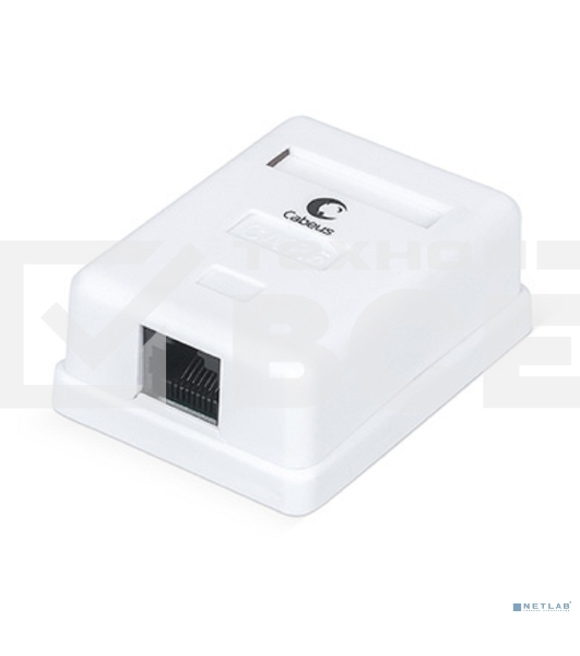 Розетка в сборе Cabeus, 1x RJ45(8P8C), кат. 6, неэкр., внешняя, цвет: белый, (WS-8P8C-Cat.6-1)