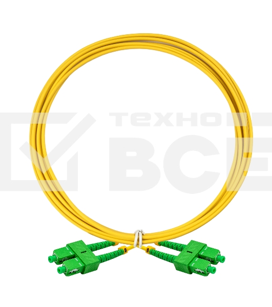 Патч-корд волоконно-оптический ExeGate FC-D-9-SC/APC-SC/APC-2M-LSZH (Шнур ВО SM 9/125 (OS2/G.652.D), SC/APC-SC/APC, Duplex, LSZH, 2м)