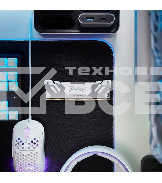 Оперативная память Kingston Fury Renegade, DDR5, 64Gb (2x32Gb), 6400MHz, CL32, радиатор, белый