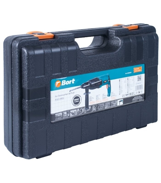 Перфоратор электрический Bort BHD-800N (мощность 900 Вт; скорость вращения 0-900 об/мин; сила удара 3,5 Дж; патрон SDS+; набор аксессуаров 10 шт)