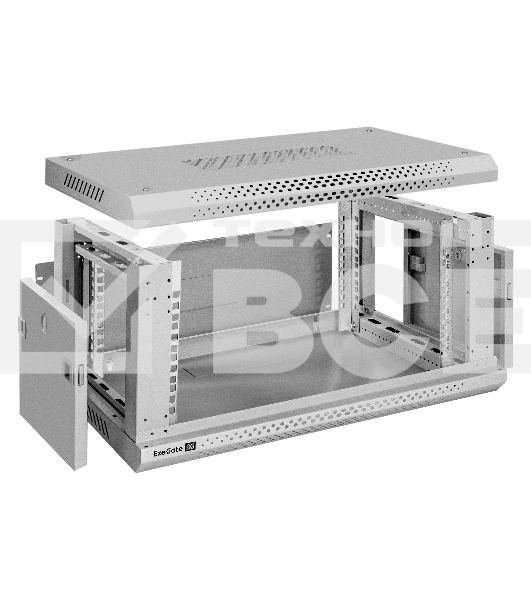Шкаф телекоммуникационный 19' настенный 4U ExeGate EC-WM-4U.450.G.GREY (19”, 4U, 600x450x280mm (ШхГхВ), передняя дверь закаленное стекло, съемные боковые панели, пыле- и влагозащита IP23, светло-серый RAL 7035)
