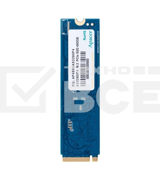 Накопитель SSD Apacer AS2280P4, 256Gb, M.2 2280, PCIe 3.0 x4, NVMe, R/W 2100/1300
