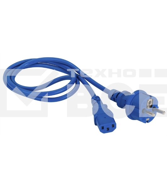 Шнур питания C13-Schuko прямая, 3х0.75, 220В, 10А, синий, 3 метра