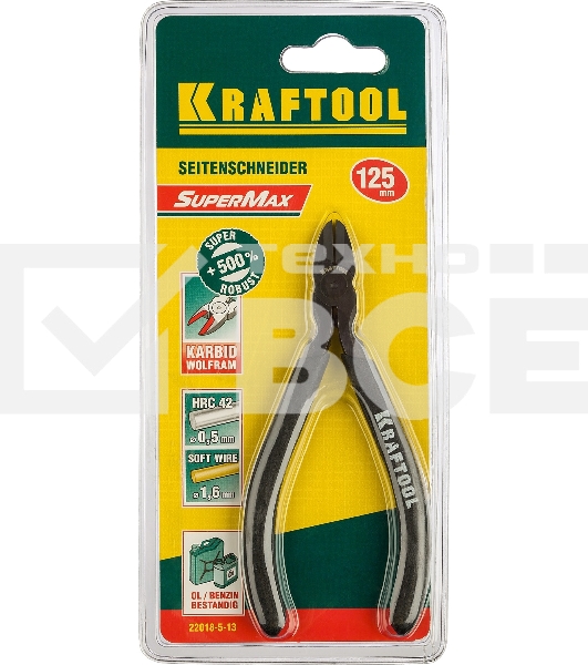 Плоскогубцы KRAFTOOL 'KarbMax' 22018-5-13 Бокорезы с твердосплавными вставками, покрытие оксидированное с полировкой, 125мм