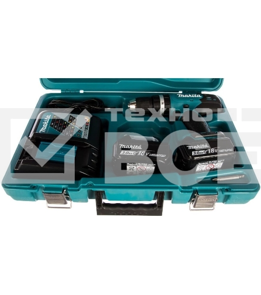 Дрель-шуруповерт Makita DHP453RFE, 18 В, 3 Ач, 42 Нм, щеточный