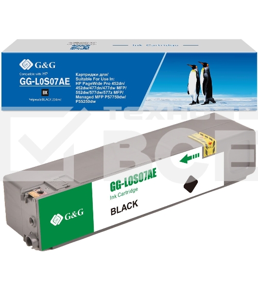 Картридж струйный G&G GG-L0S07AE черный (260мл) для HP PageWide Pro 452dn/452dw/477dn/477dw MFP