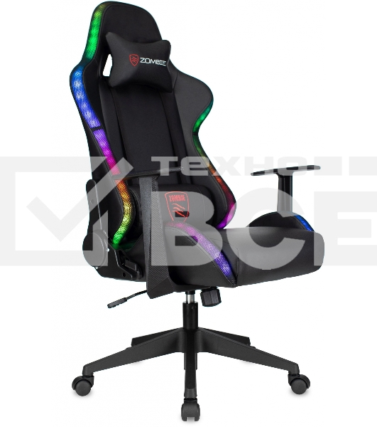 Кресло игровое Zombie GAME RGb черный эко.кожа/ткань крестов. пластик