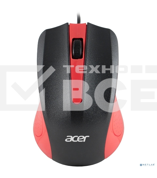 Мышь проводная Acer OMW012 черный/красный, 1200 dpi, USB, кнопки - 3