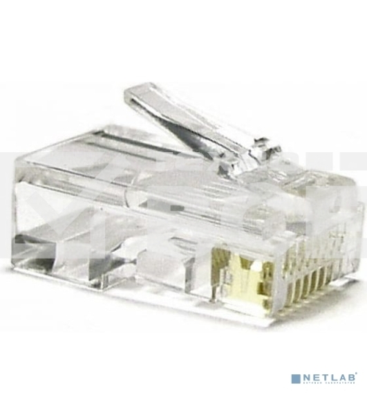 Коннектор Hyperline, RJ45(8p8c), кат. 6, неэкр., для одножильного и многожильного кабеля, 100 шт, цвет: прозрачный