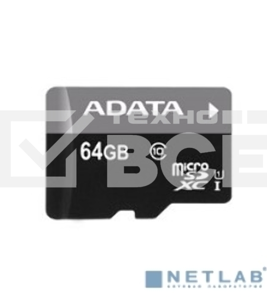 Флеш карта microSDXC 64GB ADATAUHS-1 CL10 (AUSDX64GUICL10-RA1) + SD adaptor