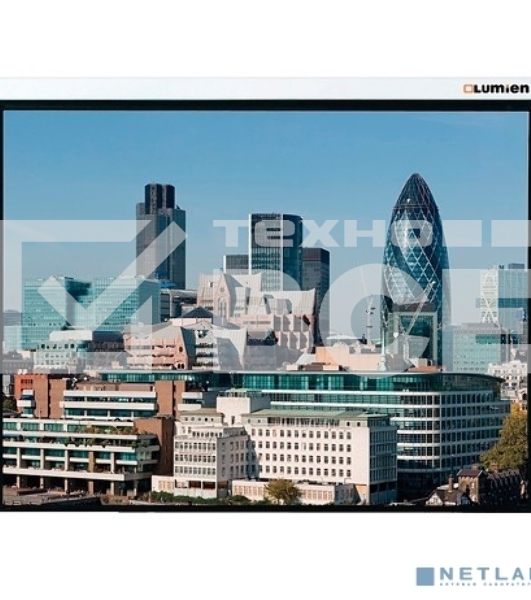 Экран с электроприводом Lumien Master Control 163х220 см (раб. область 119х212см) (95') High Contrast черная кайма сверху 70 см 16:9