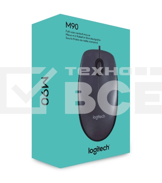 Мышь проводная Logitech M90 черный/серый, 1000 dpi, USB, кнопки - 3