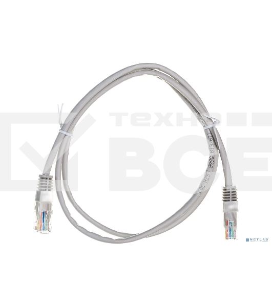 Шнур коммутационный Rexant патч-корд U/UTP RJ45-RJ45, cat.5e, LSZH серый, 1м