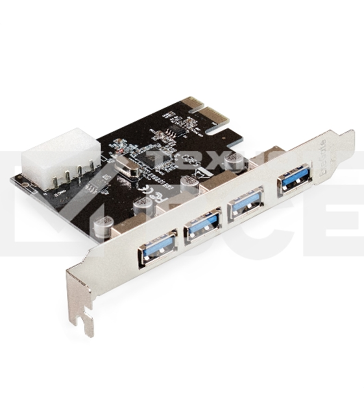 Контроллер ExeGate EXE-314 v2.0 (PCI-E x1 v2.0, 4*USB3.0 ext., разъем доп.питания Molex, VIA Labs Chipset VL805)