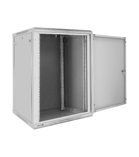 Шкаф телекоммуникационный 19' настенный 18U ExeGate EC-WM-18U.600.M.GREY (19”, 18U, 600x600x901mm (ШхГхВ), передняя дверь металл, съемные боковые панели, пыле- и влагозащита IP23, светло-серый RAL 7035)